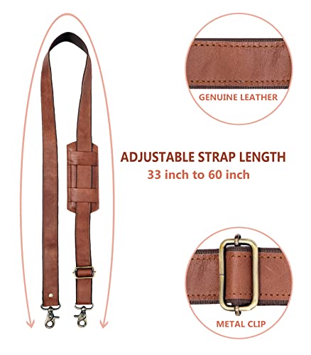 Adjustable 60-Inch Real Leather Bag Replacement Shoulder Strap Comfort Fit Padded With Metal Swivel Hooks For Crossbody Purses, Laptop Messenger Bags, Handbags And Duffle Luggage Straps (Brown) #TOP2