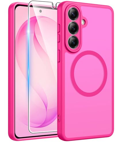 Image of FNTCASE for Samsung Galaxy S26 Case: [Fit for Magsafe] [Full Camera Protection & Screen Protector] Translucent Matte Military Grade - Shockproof Protective Phone Cover for Samsung S 26 - Hot Pink