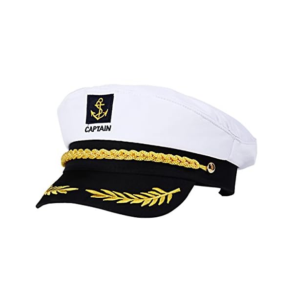 Luoem adjustable yacht captain's hat sailors sea cap navy captain hat adult sailor cosplay costume accessory (white)