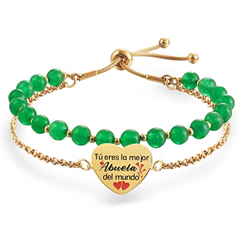 Doble cuenta pulsera abuela acero inoxidable