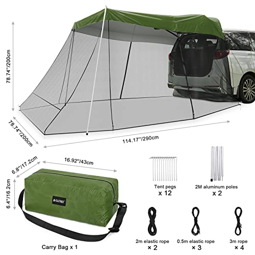 G4Free Car Awning Sun Shelter With Mosquito Net, Portable Suv Tent Tailgate Shade Car Canopy For Outdoor Camping Car Travel (Army Green) #TOP5