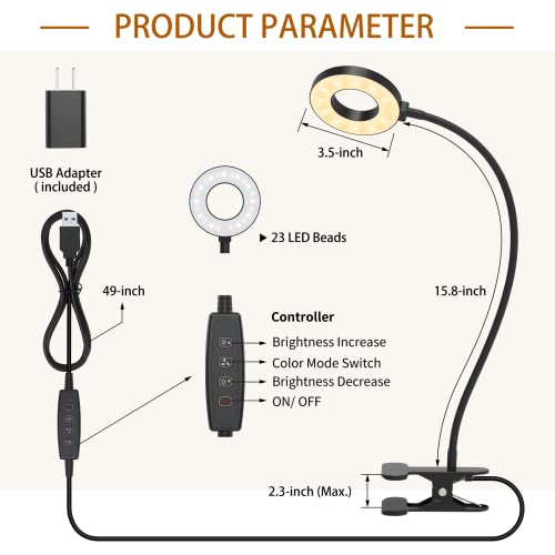 iZELL Desk Lamp, [3 Color Modes & 10 Brightness] LED Reading Light photo 7