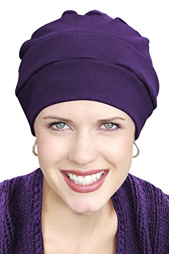 Headcovers Unlimited 100% Cotton Three Seam Turban | Chemo Turbans For Cancer Patients Amethyst #TOP18