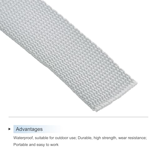 Image of MECCANIXITY Lightweight Polypropylene Webbing Strap 1.5 inch 10 Yard Backpack Strapping Band Light Grey for Outdoor Luggage Cargo Straps