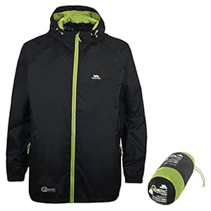 Trespass Adults Waterproof Jacket Qikpac – Lightweight Packaway Raincoat, 2 Zip Pockets, Full Body Front Zip, Adjustable Hood, Storm Flap, Ventilated Back, Foldable Packs in Pouch