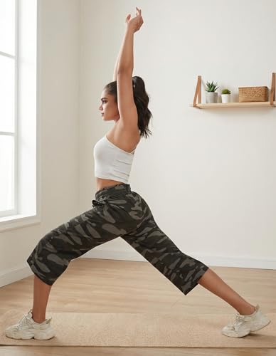 Image of SPECIALMAGIC Women Capri Pants Cotton Yoga Wide Leg Pajama Pants Capris Sweatpants Sports