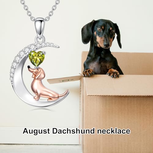 Image of PROESS Animal Birthstone Necklace 925 Sterling Silver Otter /Axolotl /Hippo /Elephant /Dachshund /Monkey /Red Panda Pendant Necklace Animal Birthstone Jewelry Gifts for Women