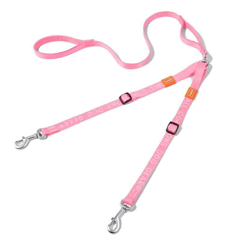 HOWGO Double Dog Leash,Tangle-Free 360 Swivel(Pink, Pro S-M w.Handle)