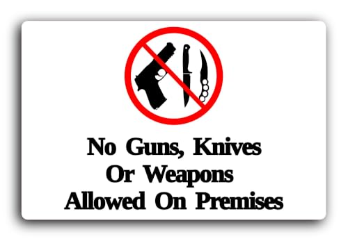 Cartel de aluminio No Weapons de alta visibilidad y resistencia a la intemperie