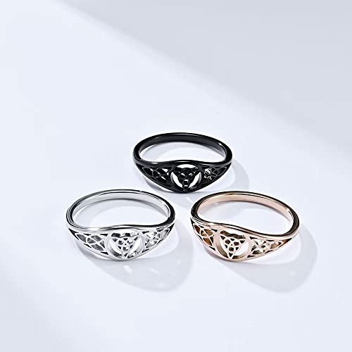 Meilord Fashion Hollow Viking Rune Rings Celtic Triangle Knot Band Symbol Ring, Stainless Steel Talisman Amulet Protection for Women Girls2