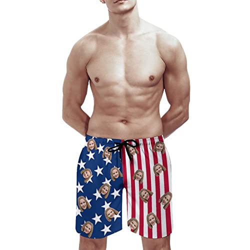 Custom Faces on USA Flag Men's Swim Shorts Photo Trunks Design Beach Shorts2