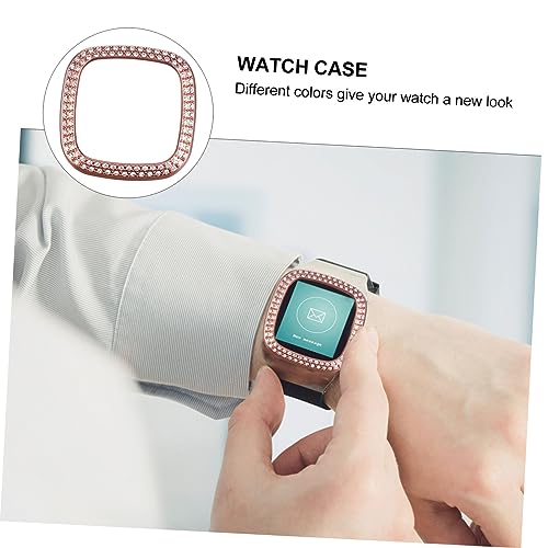 Hoement Case Versa3 Watch Screen Protector 3 Watch Frame Protective Cover Shell Watch Se 3 Screen Protector Rhinestone Protective Frame 3 Bumper Protection Cap Tempered Film Rhinestones