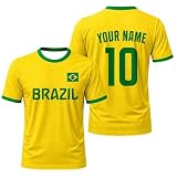 HIVICHI Brazil Soccer Jersey Customized for Men Women Kid, Yellow 02