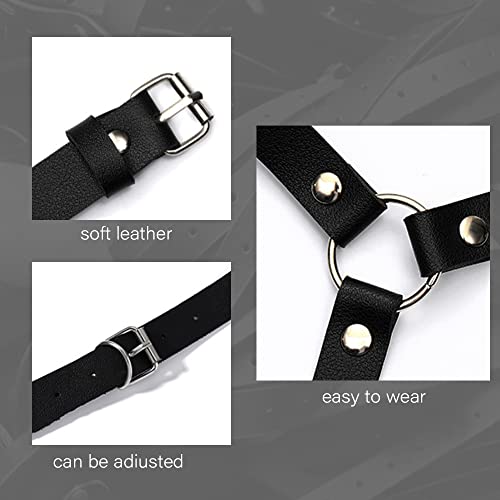 TOFBS Punk Tailleharnas Lederen borstriem Zwarte Goth-ketting Verstelbaar lichaamsvest Sieraden voor Vrouwen Meisjes Cosplay-feestje Rave Halloweenkostuum, #1, Eén maat - Image 4