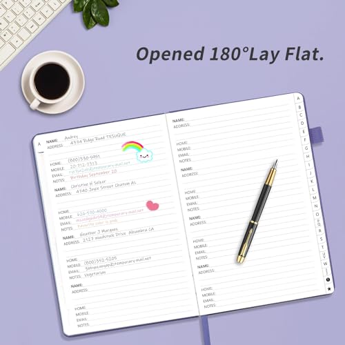 Address Book with Alphabetical Tabs, Large Hardcover Password Book, Address Organizer Keep Track of Phone Numbers, Special Days, Birthdays, Anniversaries and Notes(7″x 10″, Light Purple)