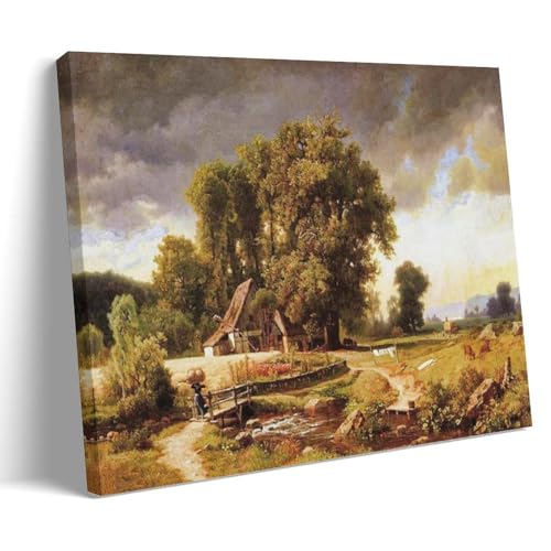 Albert Bierstadt アルバート・ビアスタット(ウェストファリアの風景) ホーム装飾 アートパネル プリント キャンバス 壁アート 現代壁掛け 絵画 版画 芸術作品 インテリアFrame08x12inch(20x30cm)