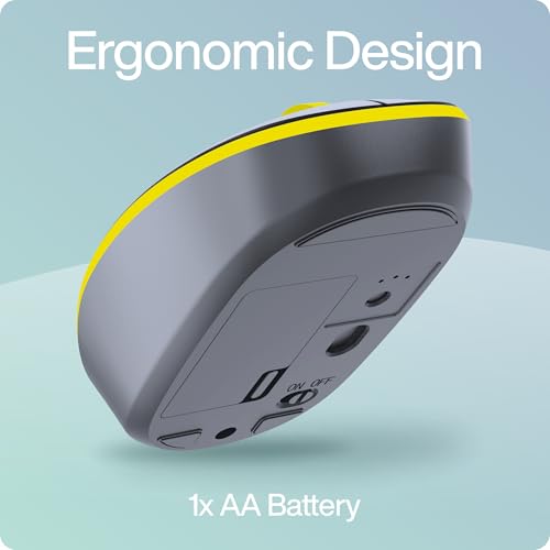 Image of TAG WM500 Grey /Yellow Wireless Mouse, 2.4GHz USB Receiver, Dedicated DPI Button (800 /1200 /1600), 4 Buttons, Ambidextrous & Light, Power-Saving, 10m Range, 1x AA Battery, Supports Windows /Mac /Linux /iOS