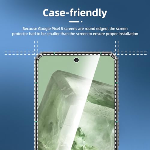 NEW'C 3 Pack Designed for Google Pixel 8 Screen Protector [No for Pixel 8A/8 Pro], Tempered Glass,Case Friendly Scratch-proof, Bubble Free, Ultra Resistant - Image 2