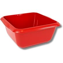 Amee Houseware 7 litres Square Bowl   Durable Plastic with Deep Design   Kitchen Washing for Dishes   Ideal for Washing Dishes, Soaking Pans or Rinsing Veg Red, Pack of 1
