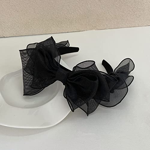 Lurrose Knotted Headband Huge Headband Bowknot Hairband Costume Hair Accessories Party Props For Halloween Birthday Party Black Headband Gothic Lace Headpiece #TOP7