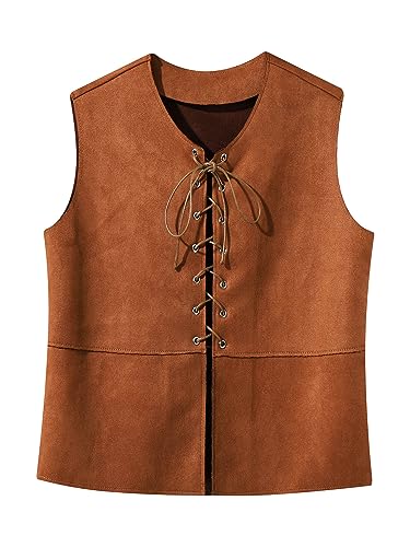 Kids Boys Girls Gothic Suit Vest Medieval Steampunk V-Neck Sleeveless Lace-Up Dressy Waistcoat3