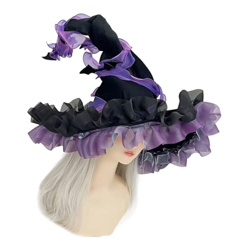Chapeau de sorcière Halloween réglable en polyester pliable pour adulte et enfant