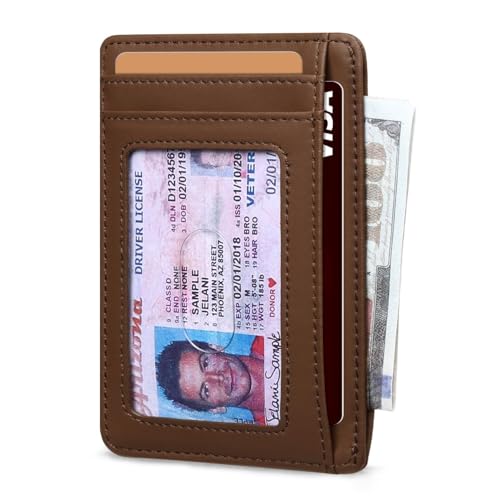 Image of RUNBOX Slim Minimalist Front Pocket RFID Blocking Leather Wallets for Men and Women Card Holder Wallets Gifts for men