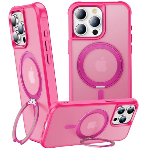 ZHOGTNEG 360°Magnetic Swivel Ring for iPhone 15 Pro case-Rose Pink