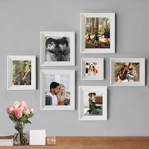Image of Art Street White Collage Photo Frame Set for Wall Decor | Multi Size Wooden Picture Frames Gallery Wall Set for Family Photos | Modern Wall Photo Frames for Living Room, Bedroom & Home Decoration