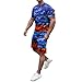 Eauptffy Traje de petaca para hombre, primavera, verano, playa, manga corta, camisa estampada de manga corta, traje corto de 2 piezas, traje para hombre, color negro, l, XL