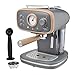Cooks Professional 15-Bar Retro Espresso Coffee Machine with Frothing Steam Wand, Built-In Temperature Gauge, 1.2L Water Tank & Stainless Steel Drip Tray | Nordic Grey