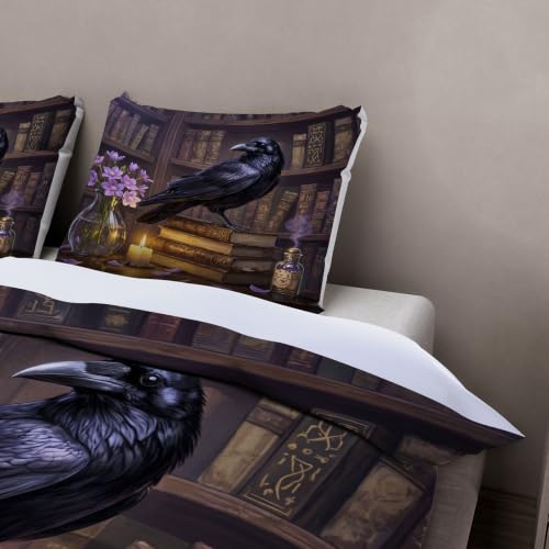 Housse de couette corbeau parure de lit 140x200 microfibre douce 2 pièces - 5