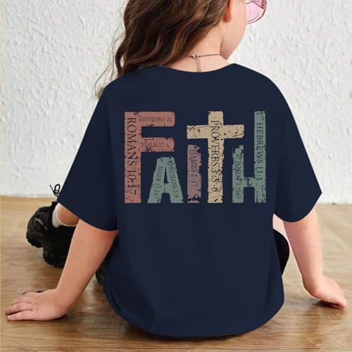 Image of Jesus Shirt for Girls Christian Faith Tshirts Kids Cute Bible Verse Graphic Tees Inspirational God Religious Clothes