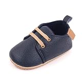 Enteer Baby Boy Shoes Soft Sole Leather Baby Sneaker Navy US 4