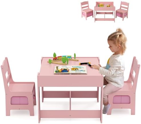 Amazon.com: OOOK 3 in1 Kids Table and Chair Set, Toddler Table and ...