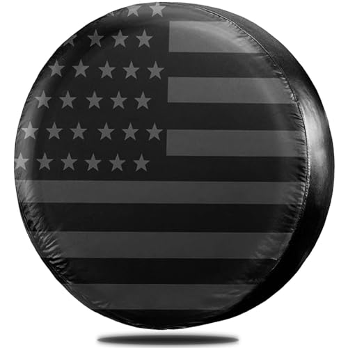WSSROGY 27-29 inch Thickening PU Leather Soft US Flag Spare Tire Cover Fit for Jeep, Trailer, SUV, Truck (US Flag, Black, 15 inch for Diameter 27
