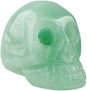 Shanxing Skull Ornamentss Crystal Healing Gemstone Carved Statue Reiki Figurine Decoration 1.5 inch, Natural Green Aventurine