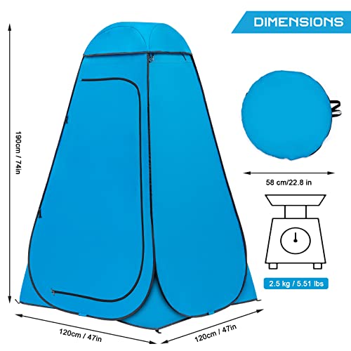Image of BRIAN & DANY Pop Up Shower Tent, Portable Changing Tent with Rain Shelter & Windows, Privacy Tent for Camping, Toilet or Bathroom, UPF 50+ & Waterproof, 47.2 inch x 47.2 inch x 74.8 inch, Blue