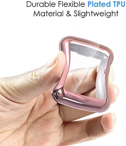 Simpeak Soft Screen Protector Bumper Case Compatible with Apple Watch 42mm Series 3 Series 2, Pack of 2, All Around, Plated Rose Gold + Black