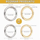 24 szt. okrągły karabińczyk typu O-ring – 26/33 mm karabińczyki okrągłe z o-ringiem – karabińczyki sprężynowe kółko do kluczy, ze stopu cynku, kółko do kluczy, do torebki, portfela, "zrób to sam"