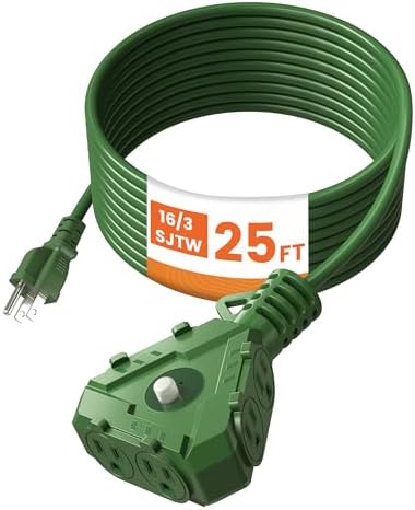 SURAIELEC Outdoor Extension Cord with Multiple Outlets, 6-Outlet ...