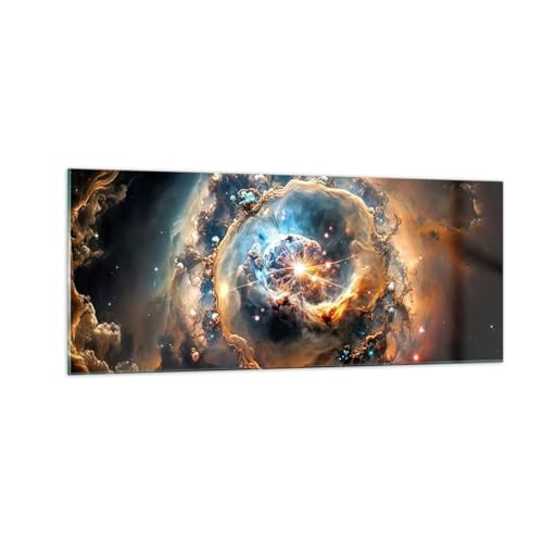 Moderne Impression sur Verre 100x40cm Image Tableau en Verre Decoration Murale Univers Cosmos Galaxie Grand Tableaux Decoratifs Muraux Chambre Cuisine Panoramique Deco...