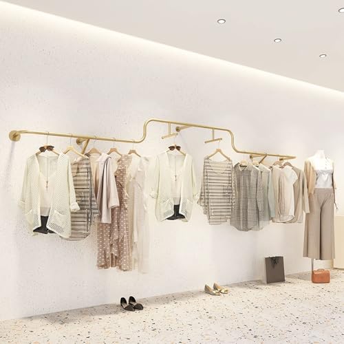 Perchero industrial de tubos de hierro resistente para colgar ropa en pared de boutique 3
