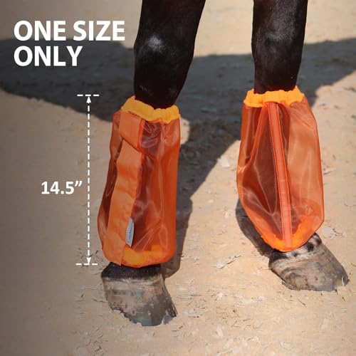 Caremaster Universal Size Horse Leggings Fine Mesh Horse Fly Boots Greatly Reduce Stomping Breathable Horse Boots Leg Wraps (Set Of 4) Orange thumb #6