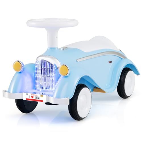 Costzon Toddler Ride On Toy, Classic Foot to Floor Sliding Car w/Steering Wheel, Horn, Headlights & Under Seat Storage, Kids Push Ride-Ons, Retro Baby...