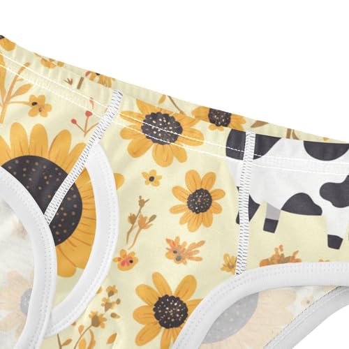 KLL Black White Cow Print Sunflowers Toddler Boys' Soft Underwear Breathable Undies4