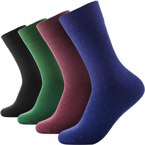 Klenton Men's Bamboo Socks, Breathable Bamboo Dress Socks for Men, Super soft casual socks, Pack of 4, Socks with Micro Dots, UK Size 6-9 Medium