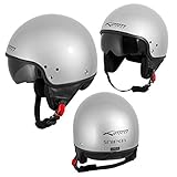 ECE 22-05 homologiert . A-Pro Motorradhelm Motorrad Roller Jet Helm Innensonnenblende Viser Silber M