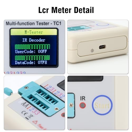 LCR TC1 Meter Transistor Tester RUIZHI LCR-TC1 Transistor Tester Inductance Capacitance Resistance ESR One-Key-Bedienung grafisches Display Automatische Abschaltung für die Prüfung von Bauteilen