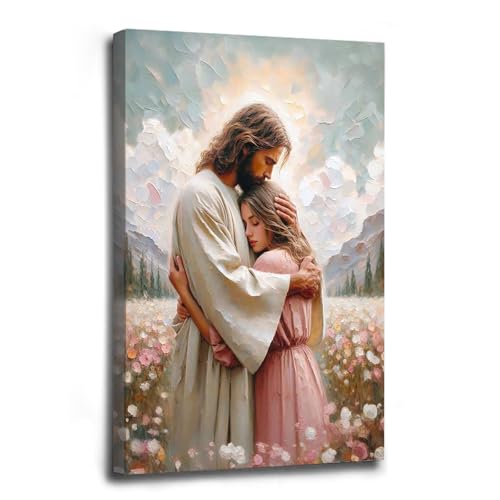 ANGRAS Jesus and girl wall art Christmas Jesus print Christmas